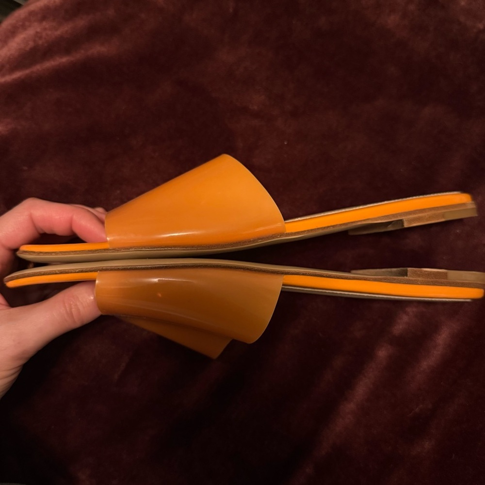 GIANVITO ROSSI Italian Slide Sandals Orange PVC 37.5 - Picture 6 of 9